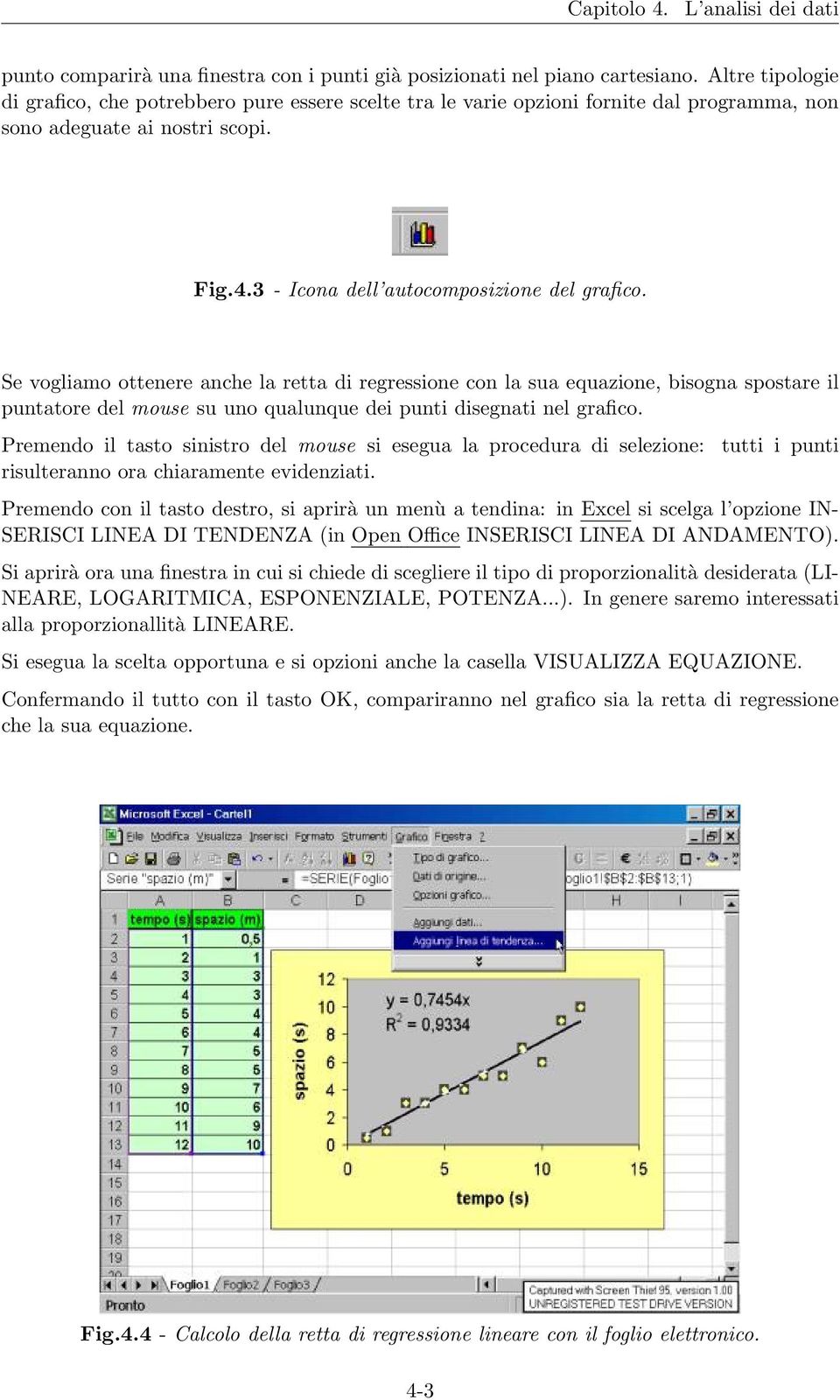 Se vogliamo ottenere anche la retta di regressione con la sua equazione, bisogna spostare il puntatore del mouse su uno qualunque dei punti disegnati nel grafico.