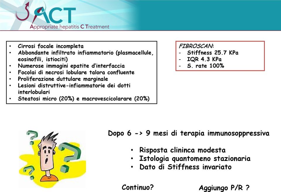 interlobulari Steatosi micro (20%) e macrovescicolarare (20%) FIBROSCAN: - Stiffness 25.7 KPa - IQR 4.3 KPa - S.