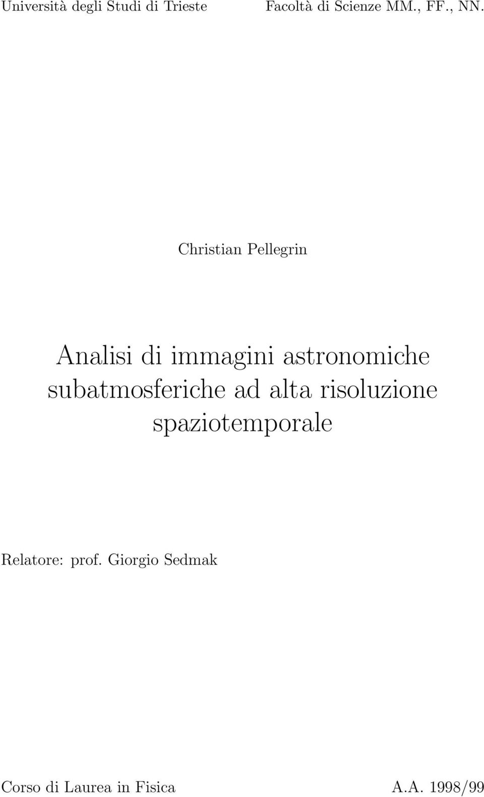 subatmosferiche ad alta risoluzione spaziotemporale