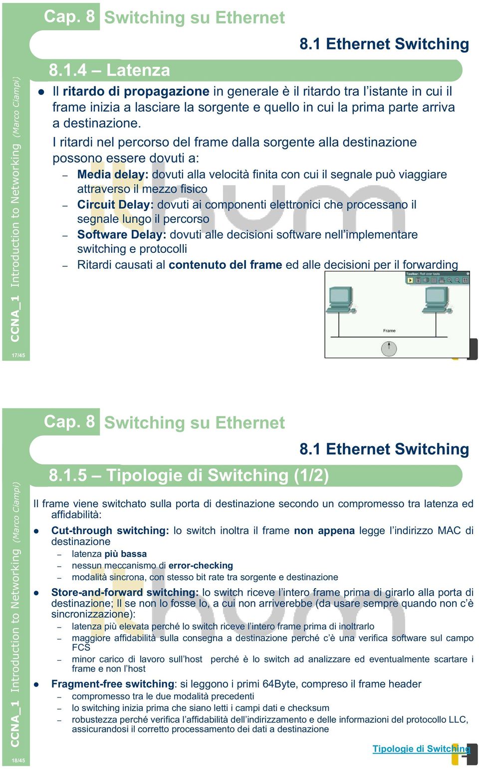 Delay: dovuti ai componenti elettronici che processano il segnale lungo il percorso Software Delay: dovuti alle decisioni software nell implementare switching e protocolli Ritardi causati al