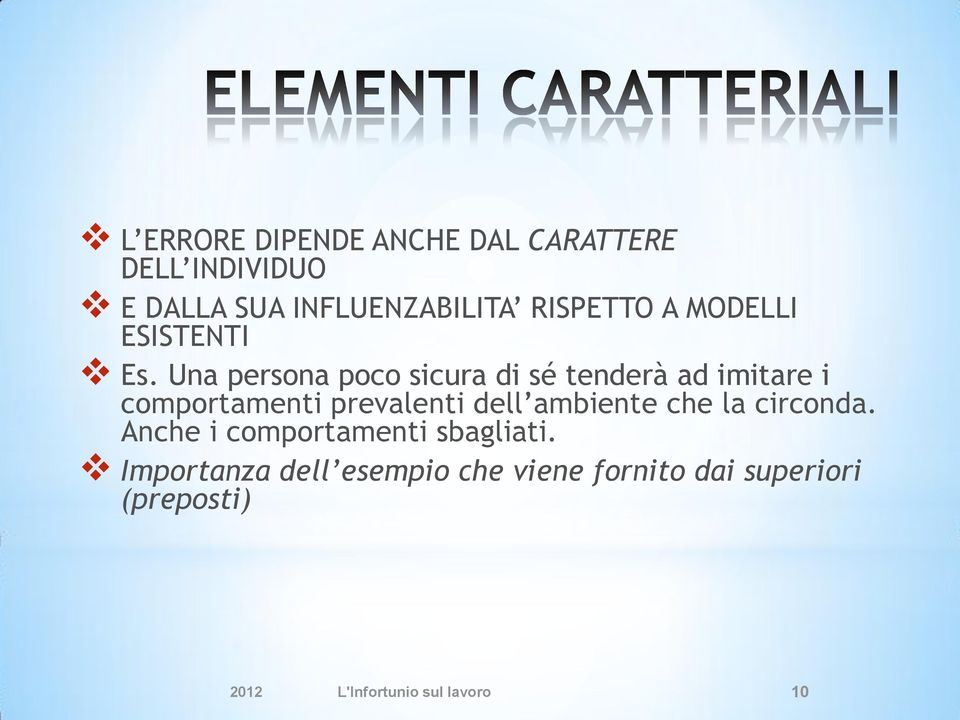 Una persona poco sicura di sé tenderà ad imitare i comportamenti prevalenti dell