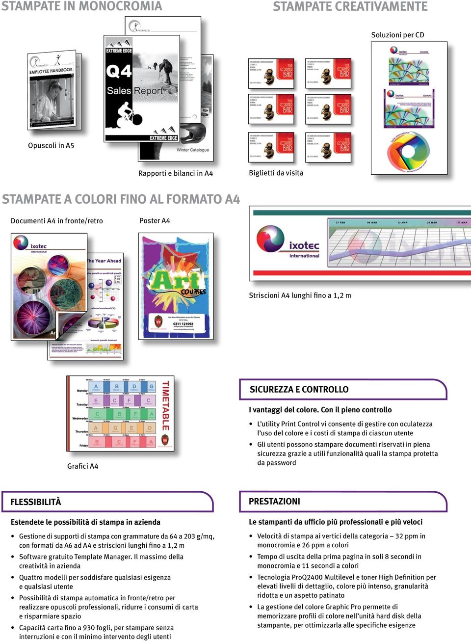 Con il pieno controllo Grafici A4 L utility Print Control vi consente di gestire con oculatezza l uso del colore e i costi di stampa di ciascun utente Gli utenti possono stampare documenti riservati