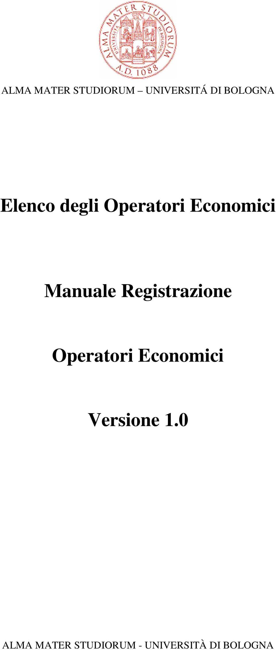 Registrazione Operatori Economici Versione