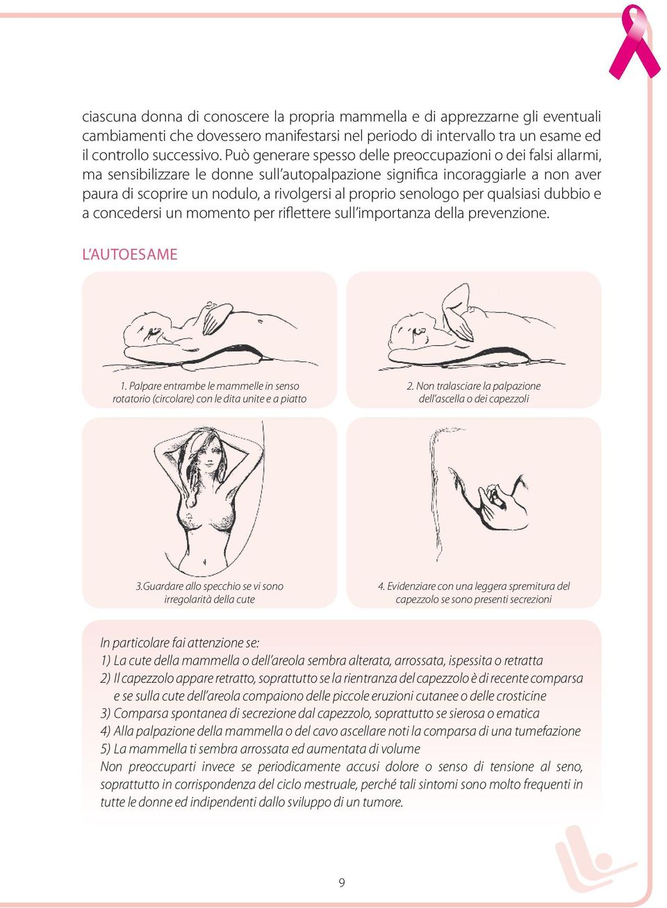 senologo per qualsiasi dubbio e a concedersi un momento per riflettere sull importanza della prevenzione. L autoesame 1.