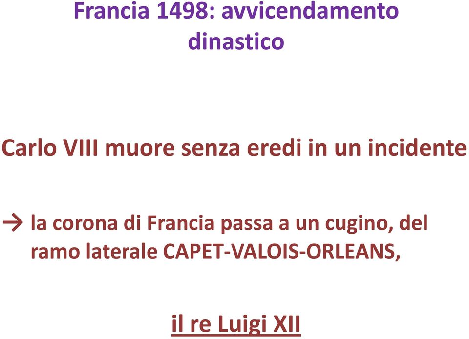 corona di Francia passa a un cugino, del