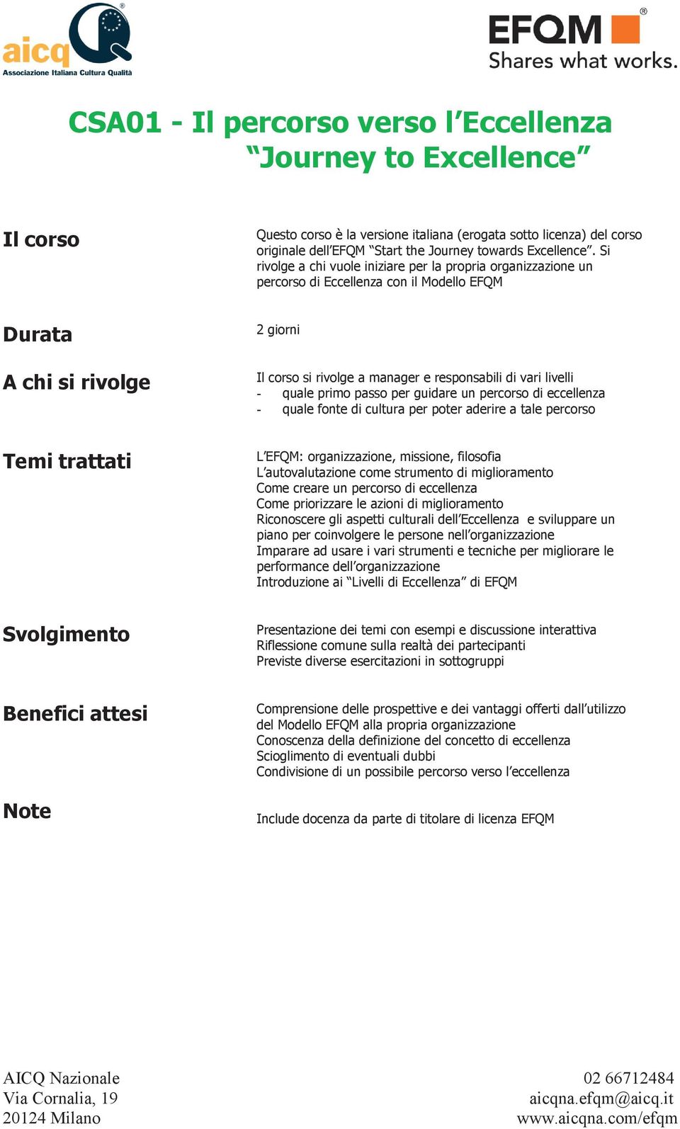 guidare un percorso di eccellenza - quale fonte di cultura per poter aderire a tale percorso Temi trattati L EFQM: organizzazione, missione, filosofia L autovalutazione come strumento di