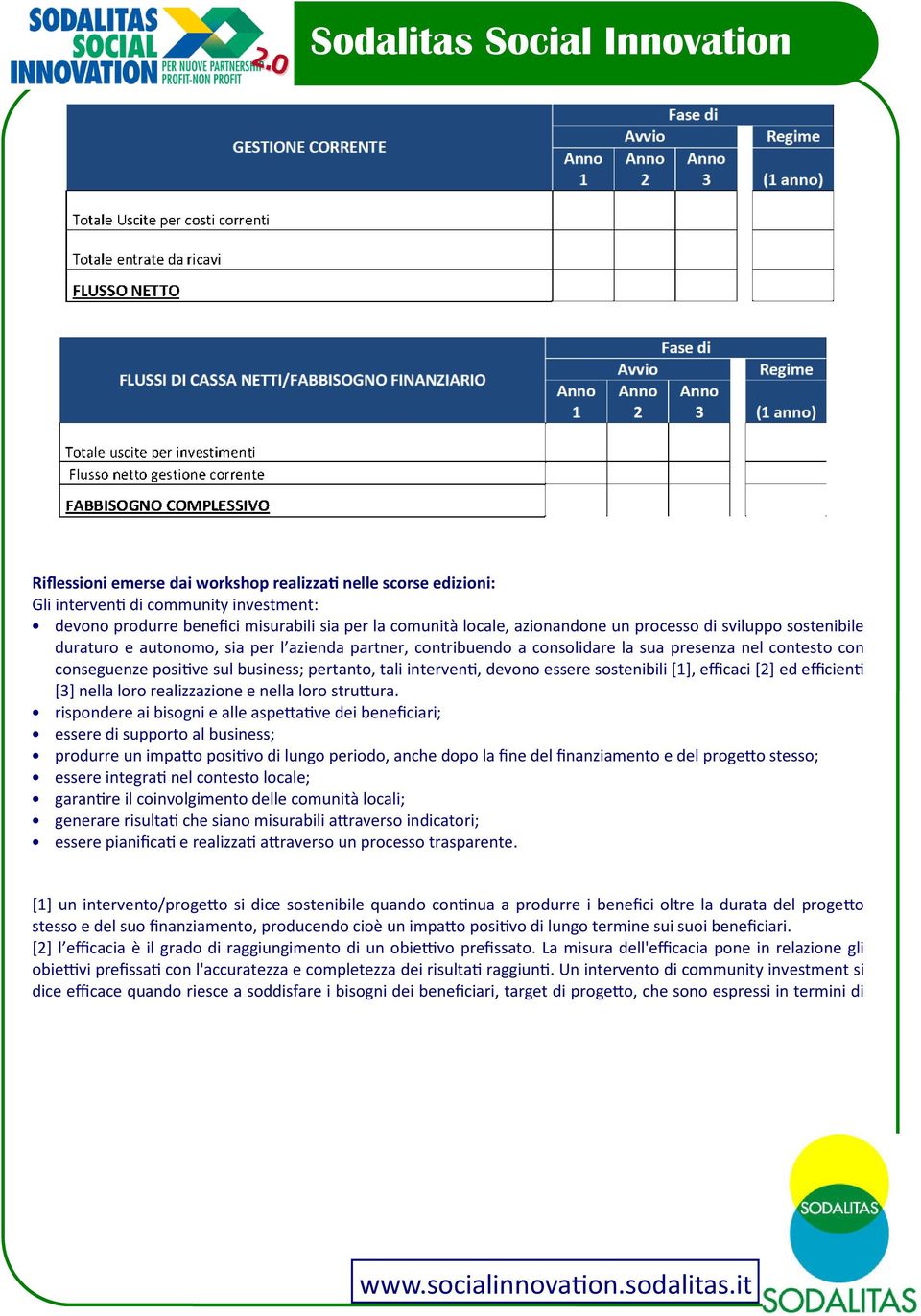 essere sostenibili [1], efficaci [2] ed efficien [3] nella loro realizzazione e nella loro struura.