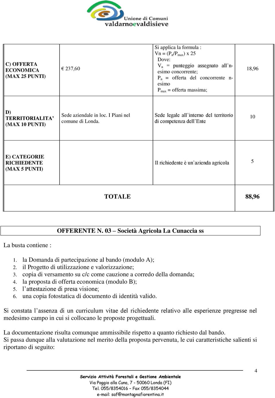 la proposta di offerta economica (modulo B); 5. l attestazione di presa visione; 6. una copia fotostatica di documento di identità valido.