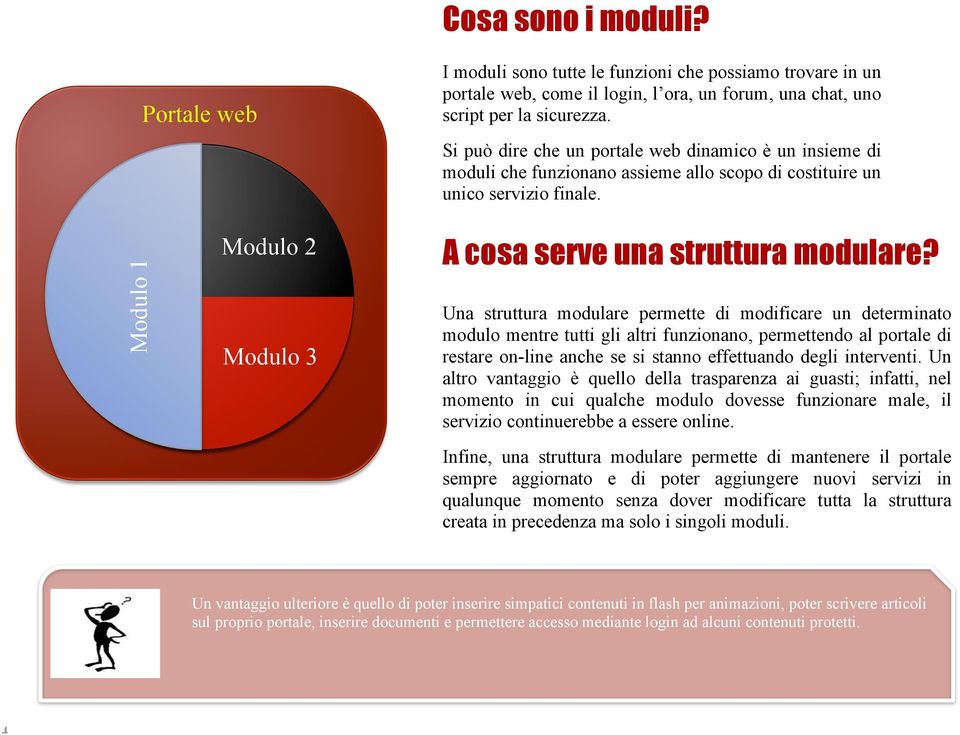 Una struttura modulare permette di modificare un determinato modulo mentre tutti gli altri funzionano, permettendo al portale di restare on-line anche se si stanno effettuando degli interventi.