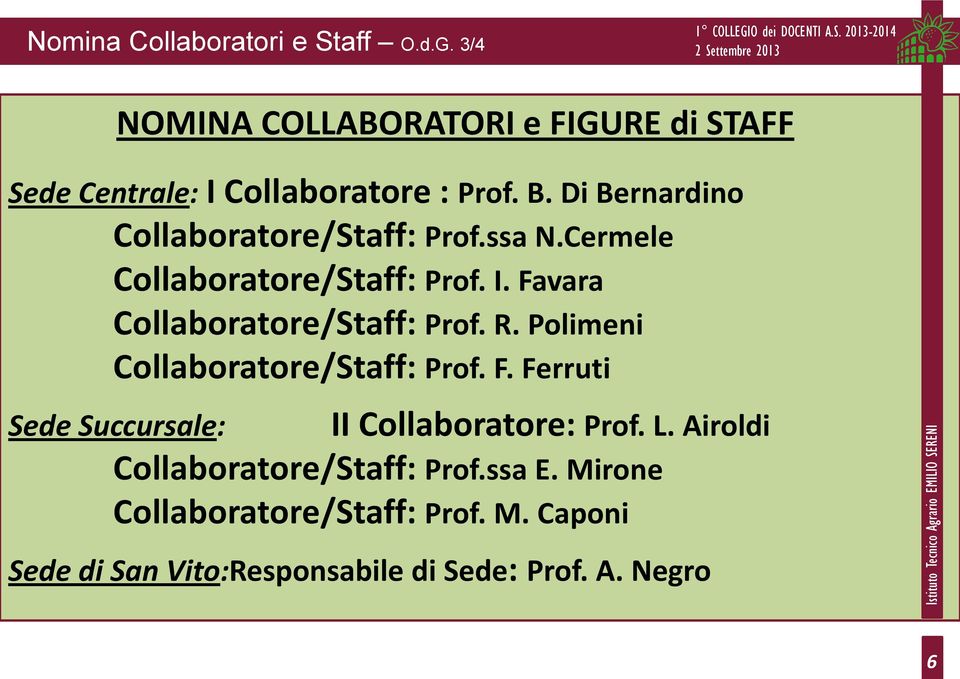Favara Collaboratore/Staff: Prof. R. Polimeni Collaboratore/Staff: Prof. F. Ferruti II Collaboratore: Prof. L.