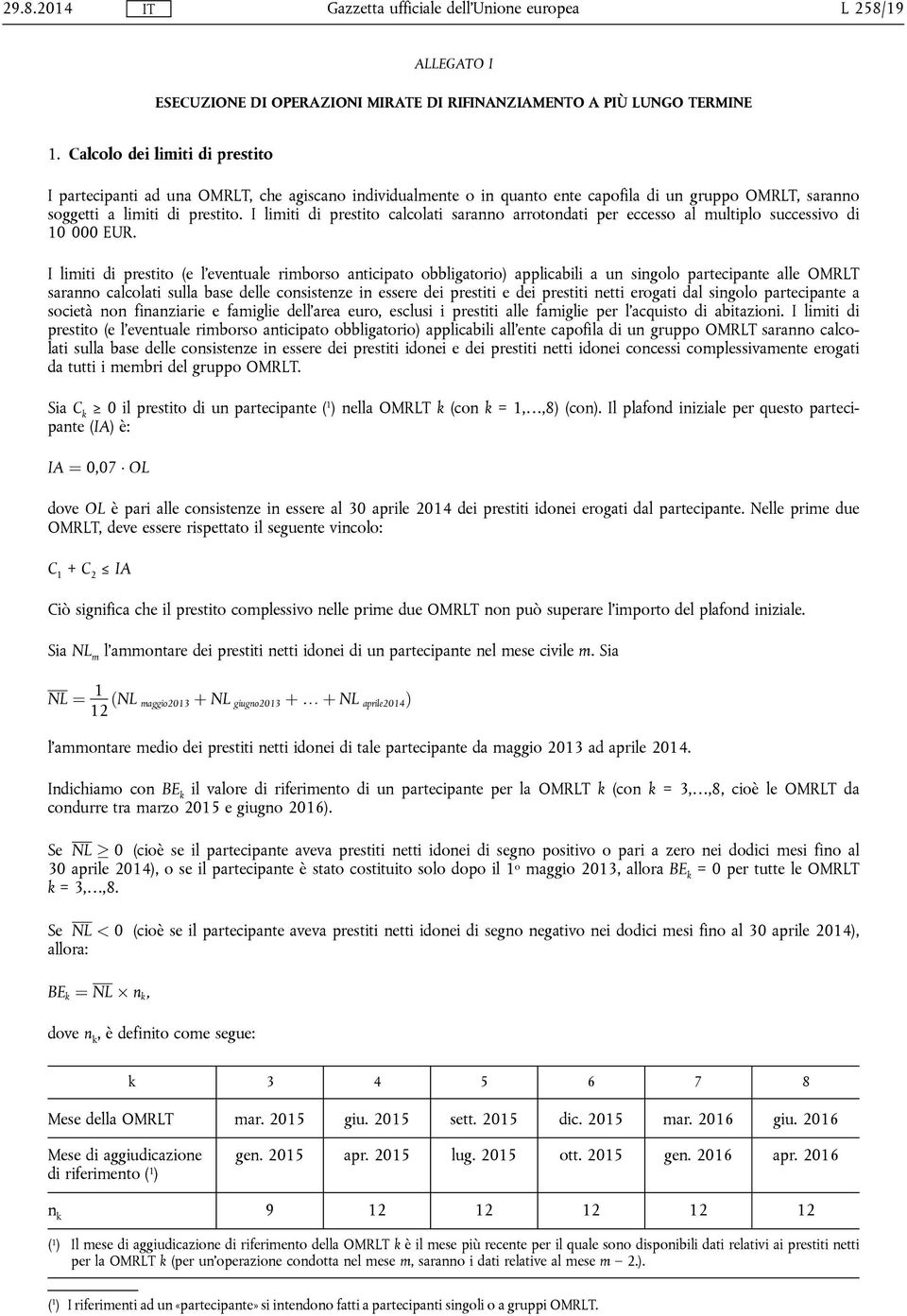 I limiti di prestito calcolati saranno arrotondati per eccesso al multiplo successivo di 10 000 EUR.