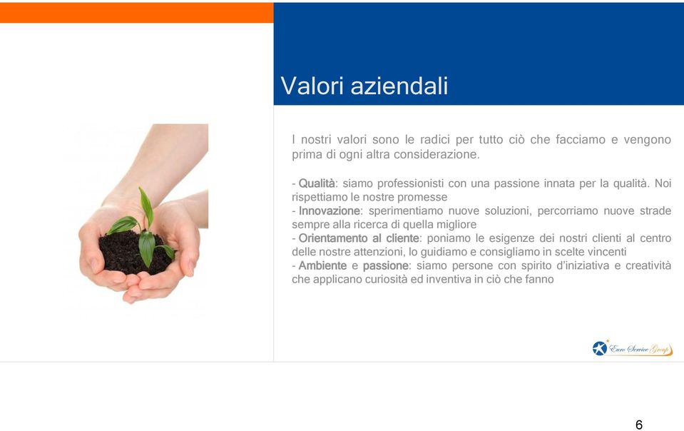 Noi rispettiamo le nostre promesse - Innovazione: sperimentiamo nuove soluzioni, percorriamo nuove strade sempre alla ricerca di quella migliore -