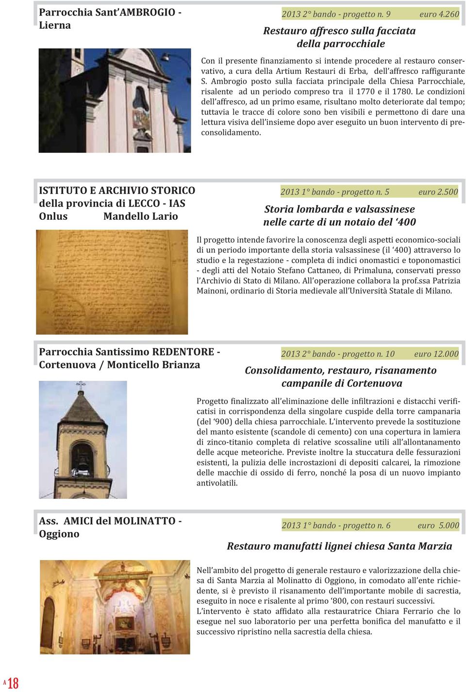 Ambrogio posto sulla facciata principale della Chiesa Parrocchiale, risalente ad un periodo compreso tra il 1770 e il 1780.