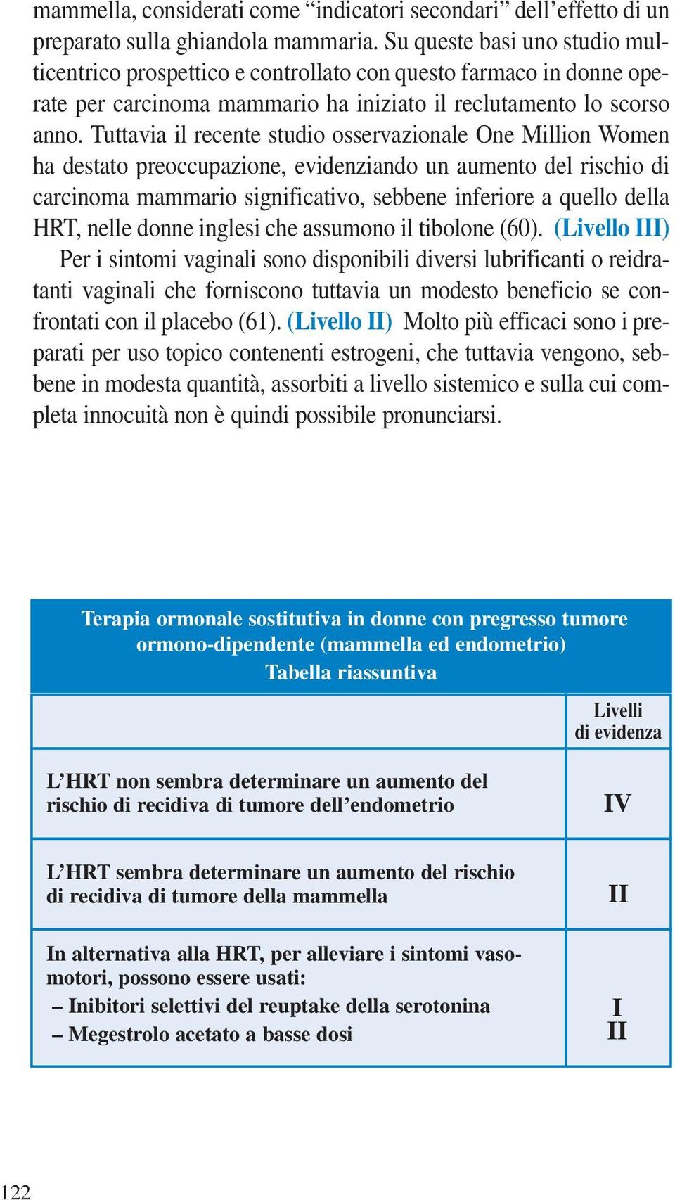 Tuttavia il recente studio osservazionale One Million Women ha destato preoccupazione, evidenziando un aumento del rischio di carcinoma mammario significativo, sebbene inferiore a quello della HRT,