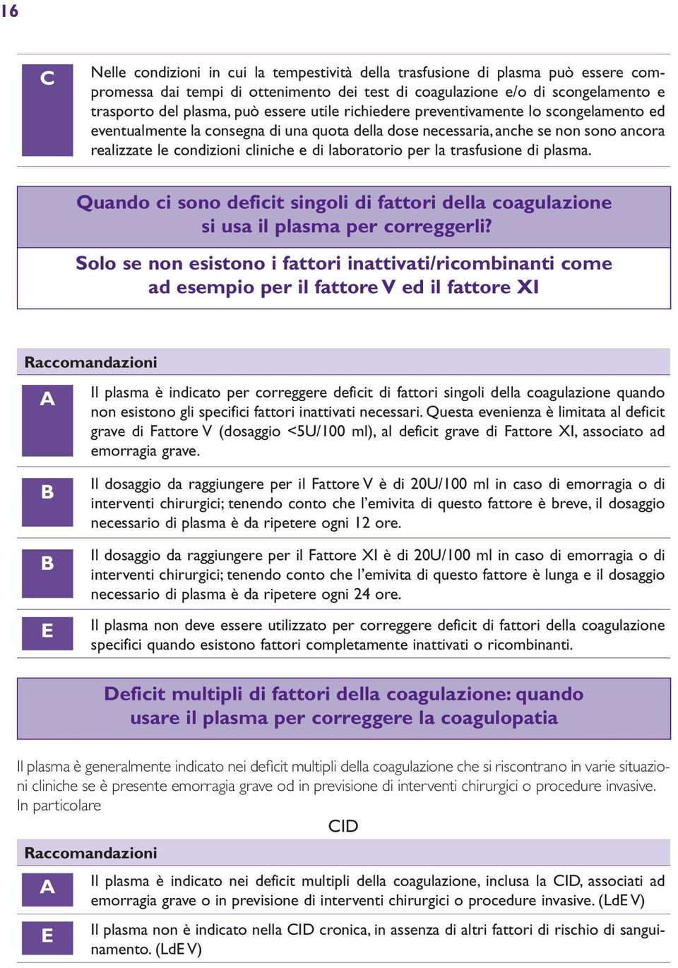 per la trasfusione di plasma. Quando ci sono deficit singoli di fattori della coagulazione si usa il plasma per correggerli?