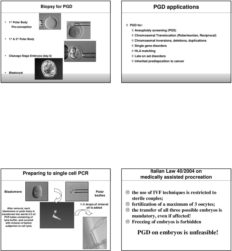 on medically assisted procreation Blastomere After removal, each blastomere or polar body is transferred into sterile 0.