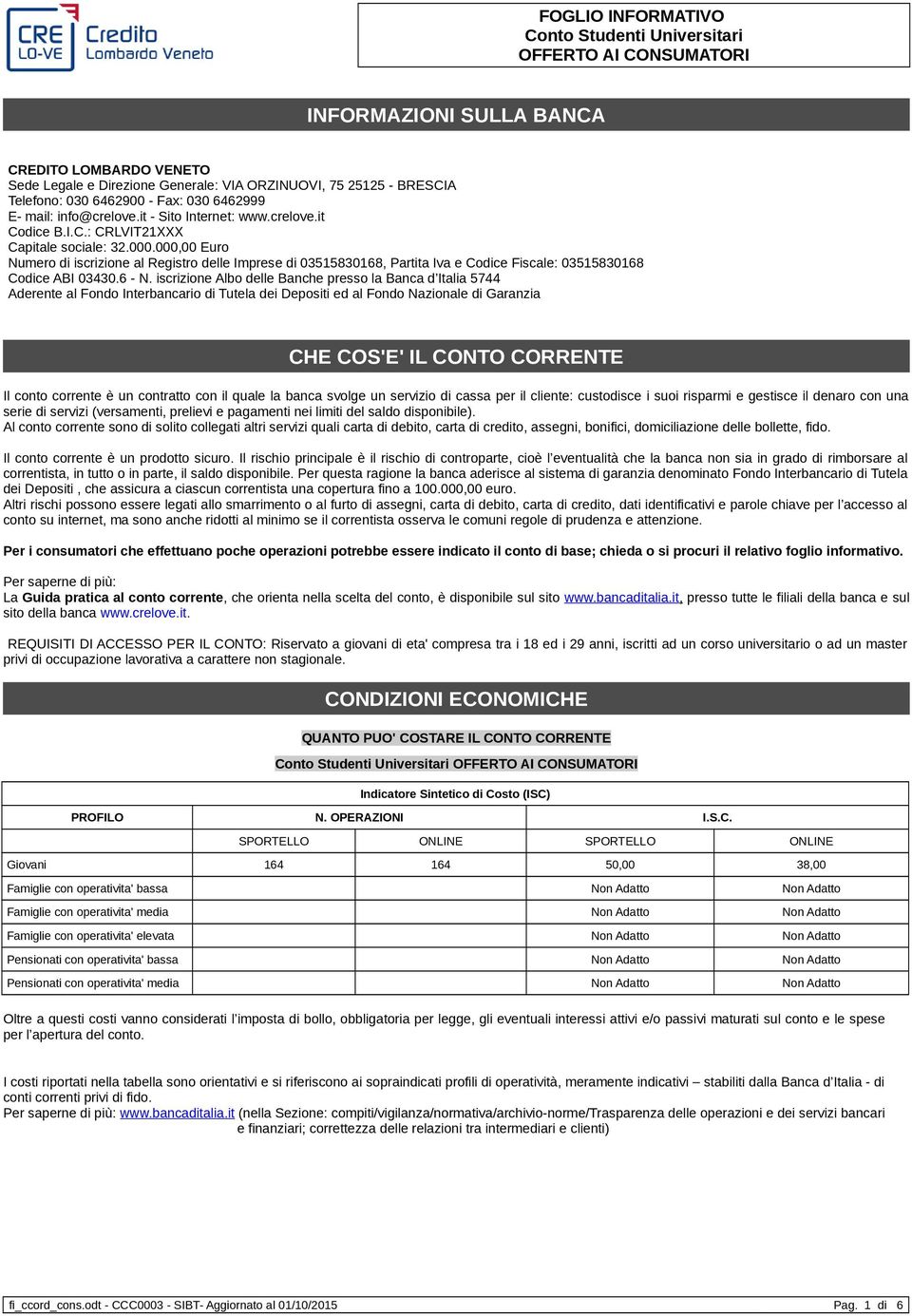 000,00 Euro Numero di iscrizione al Registro delle Imprese di 03515830168, Partita Iva e Codice Fiscale: 03515830168 Codice ABI 03430.6 - N.