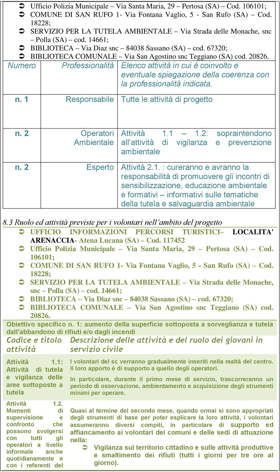 67320; BIBLIOTECA COMUNALE Via San Agostino snc Teggiano (SA) cod. 20826.