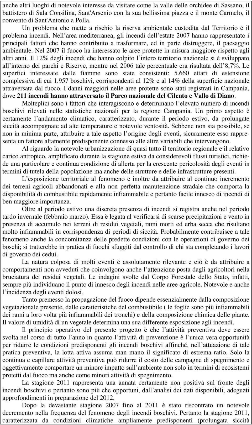 Nell area mediterranea, gli incendi dell estate 2007 hanno rappresentato i principali fattori che hanno contribuito a trasformare, ed in parte distruggere, il paesaggio ambientale.