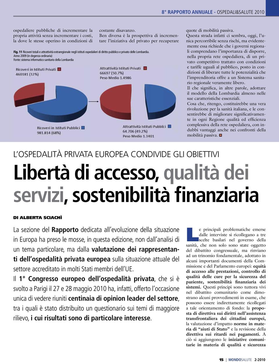 11 Ricoveri totali e attrattività extraregionale negli istituti ospedalieri di diritto pubblico e privato delle Lombardia.