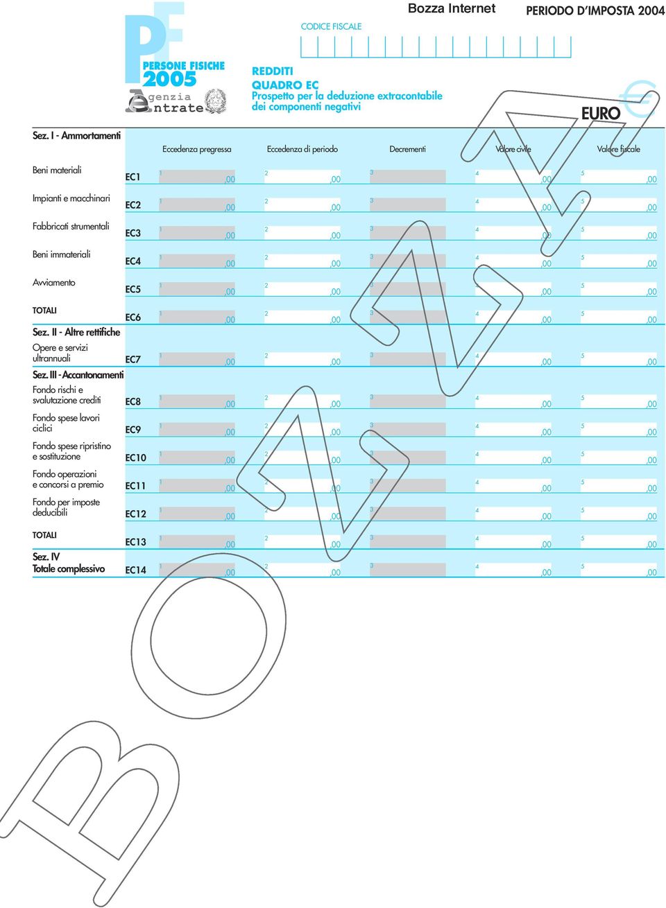 Valore civile Valore fiscale Beni materiali EC 3 4 5 Impianti e macchinari EC 3 4 5 Fabbricati strumentali EC3 3 4 5 Beni immateriali EC4 3 4 5 Avviamento EC5 3 4 5 TOTALI Sez.