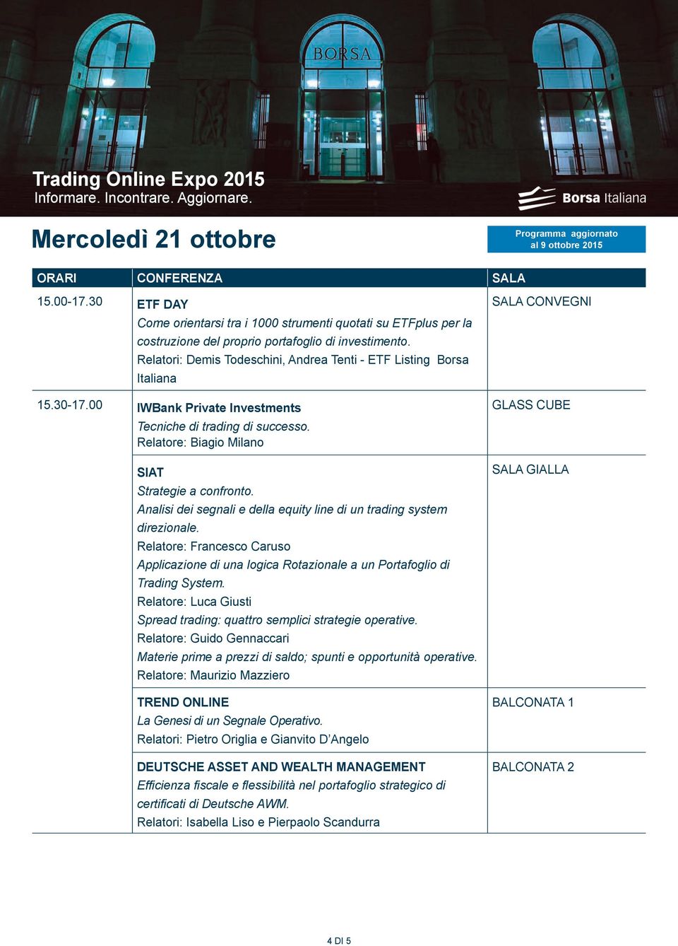 Analisi dei segnali e della equity line di un trading system direzionale. Relatore: Francesco Caruso Applicazione di una logica Rotazionale a un Portafoglio di Trading System.