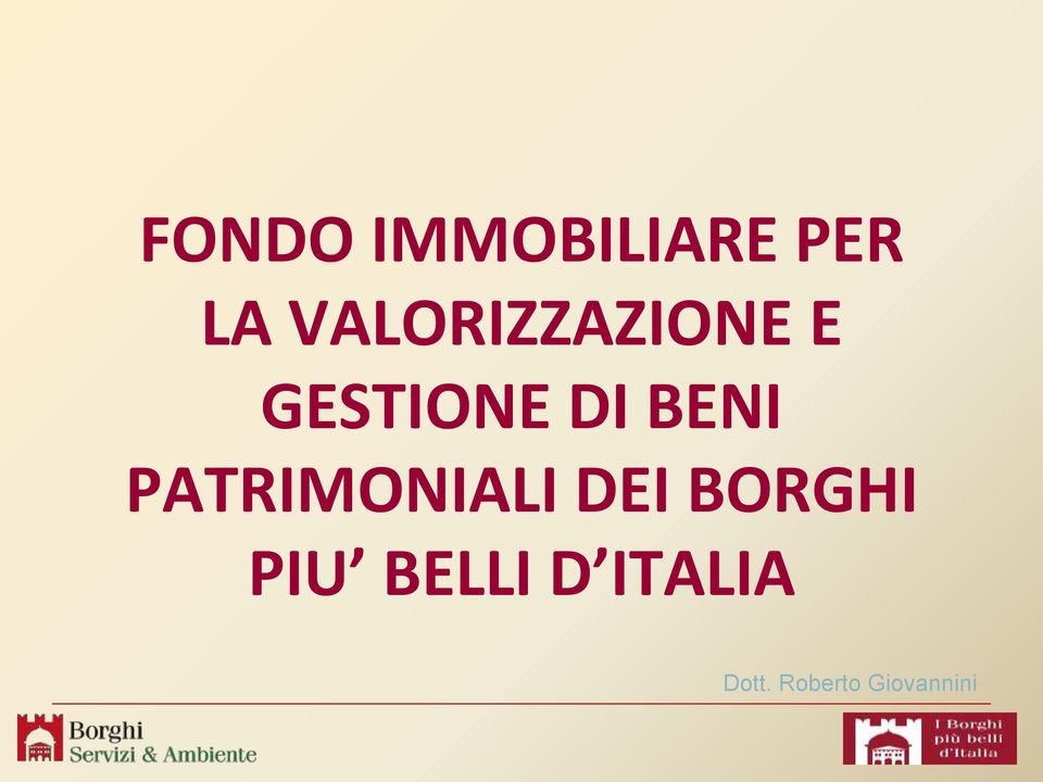 BENI PATRIMONIALI DEI BORGHI