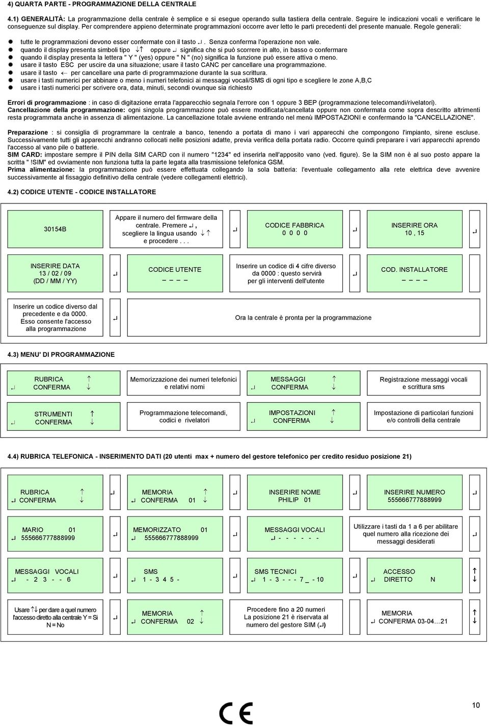 Regole generali: tutte le programmazioni devono esser confermate con il tasto. Senza conferma l'operazione non vale.