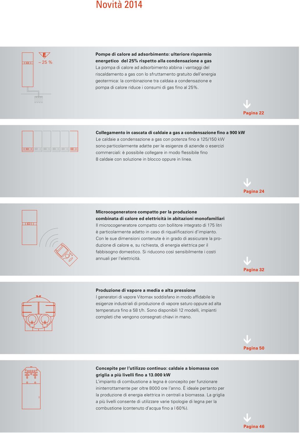 Pagina 22 Collegamento in cascata di caldaie a gas a condensazione fino a 900 kw Le caldaie a condensazione a gas con potenza fino a 125/150 kw sono particolarmente adatte per le esigenze di aziende
