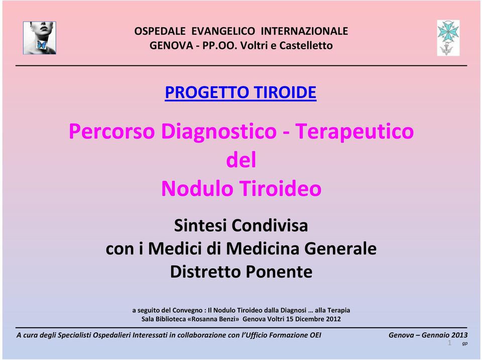 Nodulo Tiroideo Sintesi Condivisa con i Medici di Medicina Generale Distretto