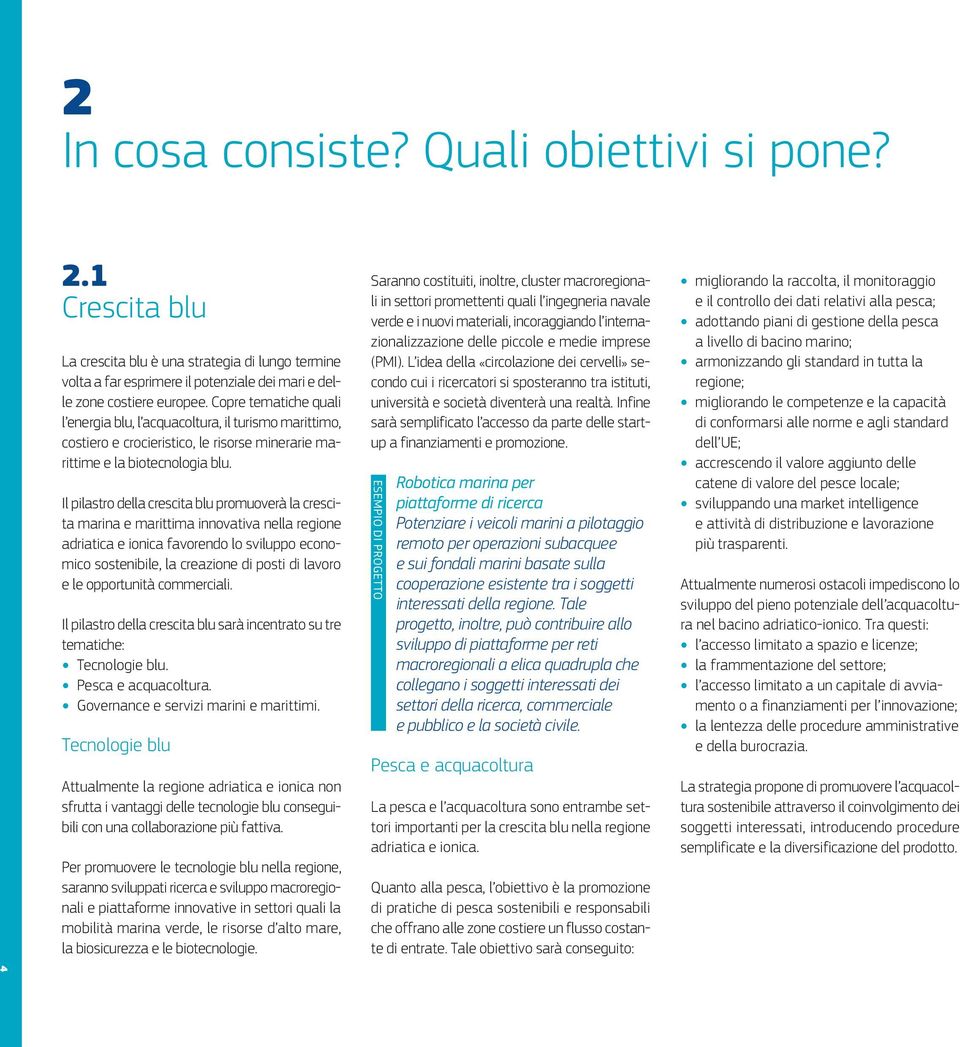 Il pilastro della crescita blu promuoverà la crescita marina e marittima innovativa nella regione adriatica e ionica favorendo lo sviluppo economico sostenibile, la creazione di posti di lavoro e le