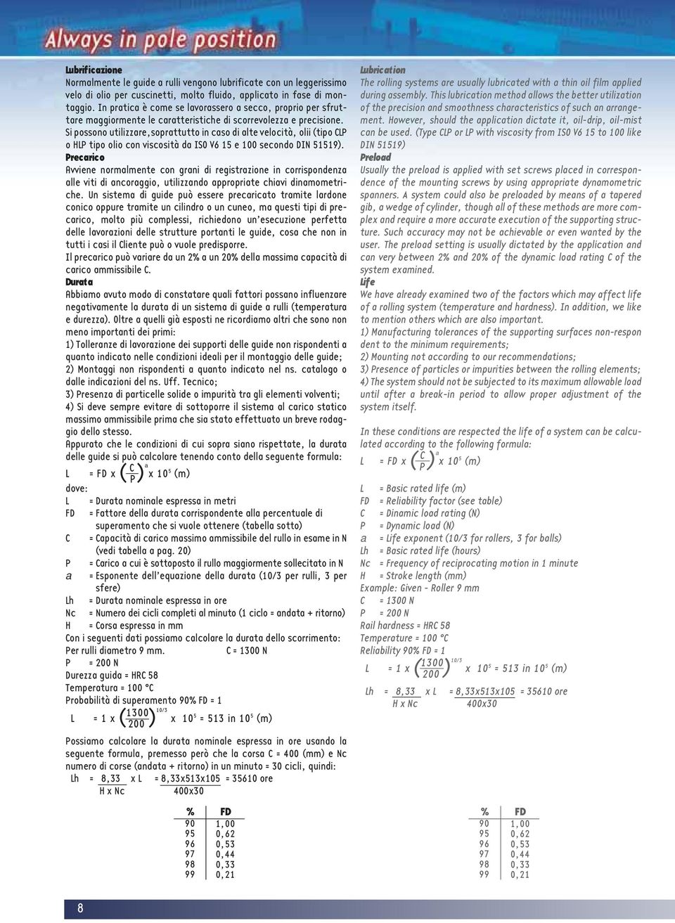 Si possono utilizzare,soprattutto in caso di alte velocità, olii (tipo CLP o HLP tipo olio con viscosità da ISO V6 15 e 0 secondo DIN 51519).