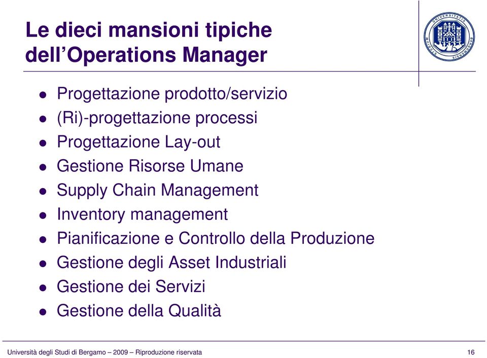 Inventory management Pianificazione e Controllo della Produzione Gestione degli Asset