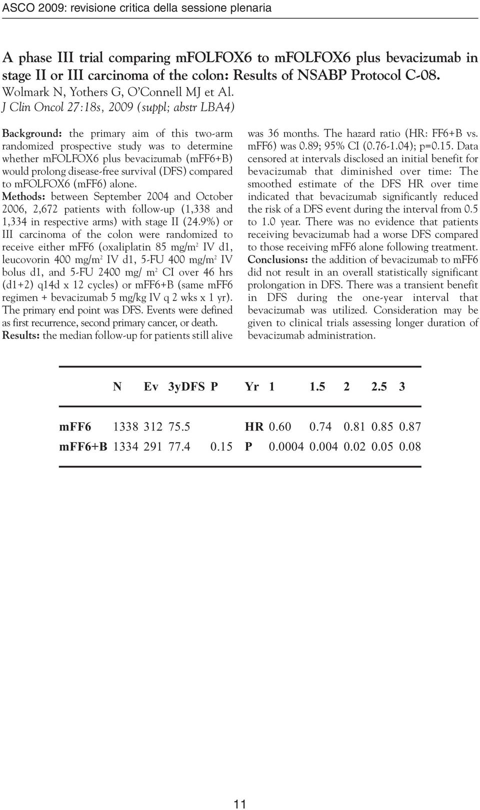 J Clin Oncol 27:18s, 2009 (suppl; abstr LBA4) Background: the primary aim of this two-arm randomized prospective study was to determine whether mfolfox6 plus bevacizumab (mff6+b) would prolong