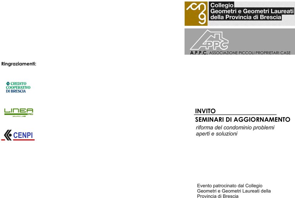 INVITO SEMINARI DI AGGIORNAMENTO riforma del condominio