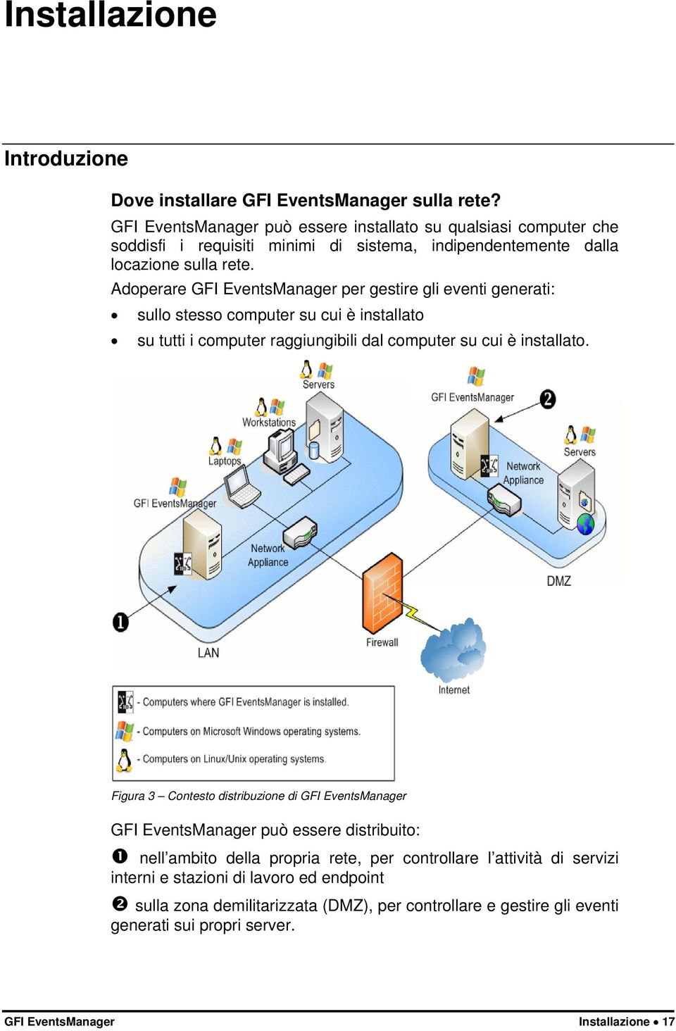 Adoperare GFI EventsManager per gestire gli eventi generati: sullo stesso computer su cui è installato su tutti i computer raggiungibili dal computer su cui è installato.