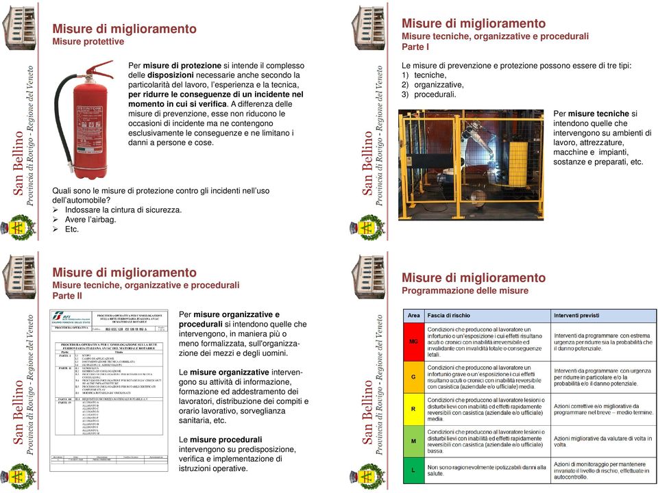 A differenza delle misure di prevenzione, esse non riducono le occasioni di incidente ma ne contengono esclusivamente le conseguenze e ne limitano i danni a persone e cose.