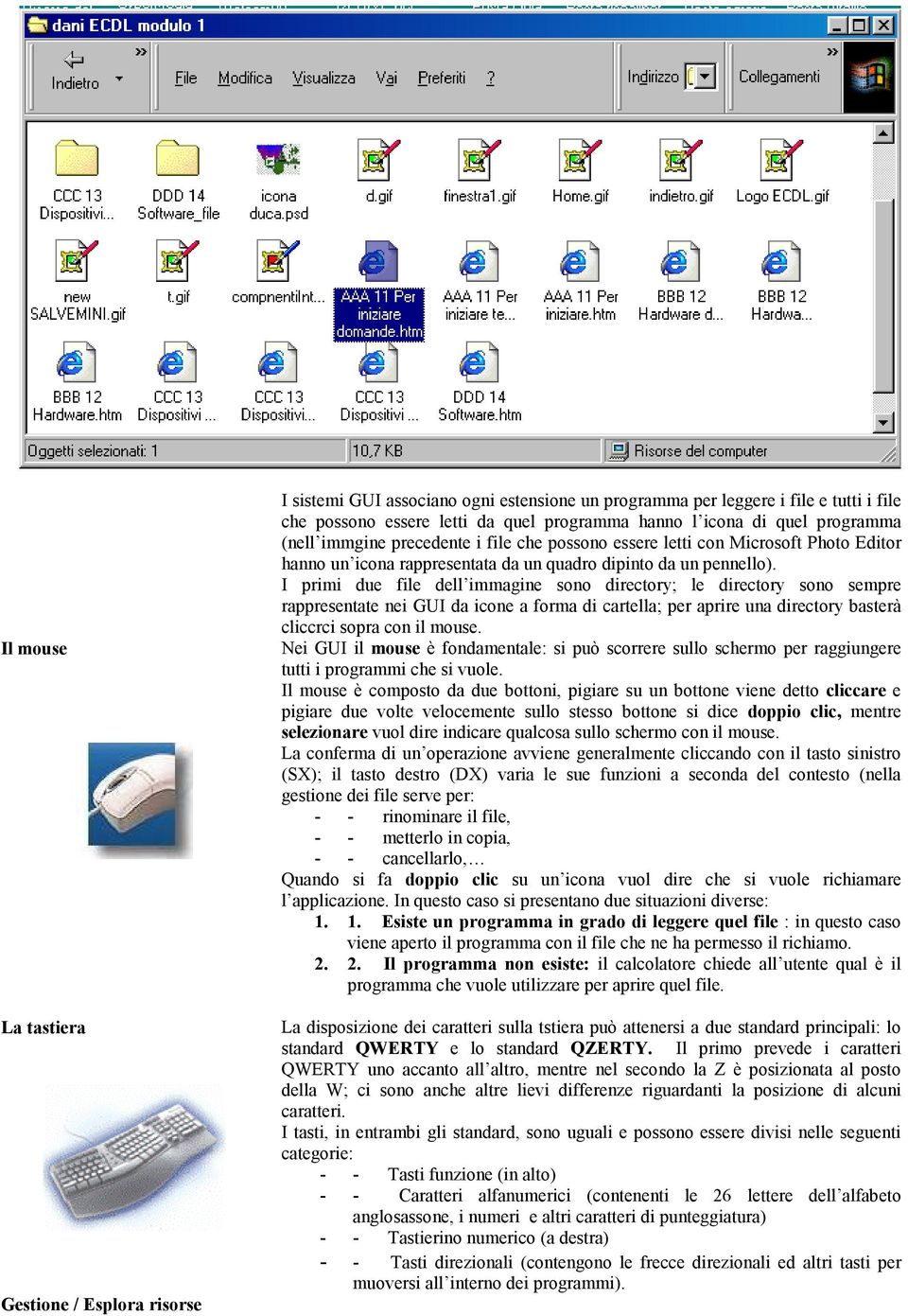 I primi due file dell immagine sono directory; le directory sono sempre rappresentate nei GUI da icone a forma di cartella; per aprire una directory basterà cliccrci sopra con il mouse.