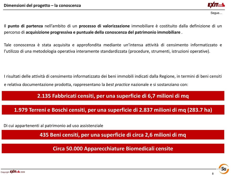 Tale conoscenza è stata acquisita e approfondita mediante un intensa attività di censimento informatizzato e l utilizzo di una metodologia operativa interamente standardizzata(procedure, strumenti,