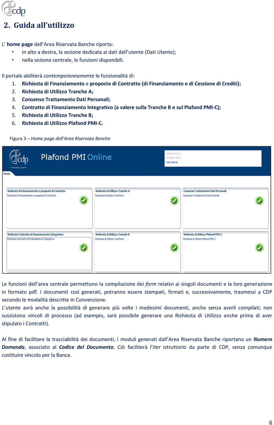 Consenso Trattamento Dati Personali; 4. Contratto di Finanziamento Integrativo (a valere sulla Tranche B e sul Plafond PMI-C); 5. Richiesta di Utilizzo Tranche B; 6.