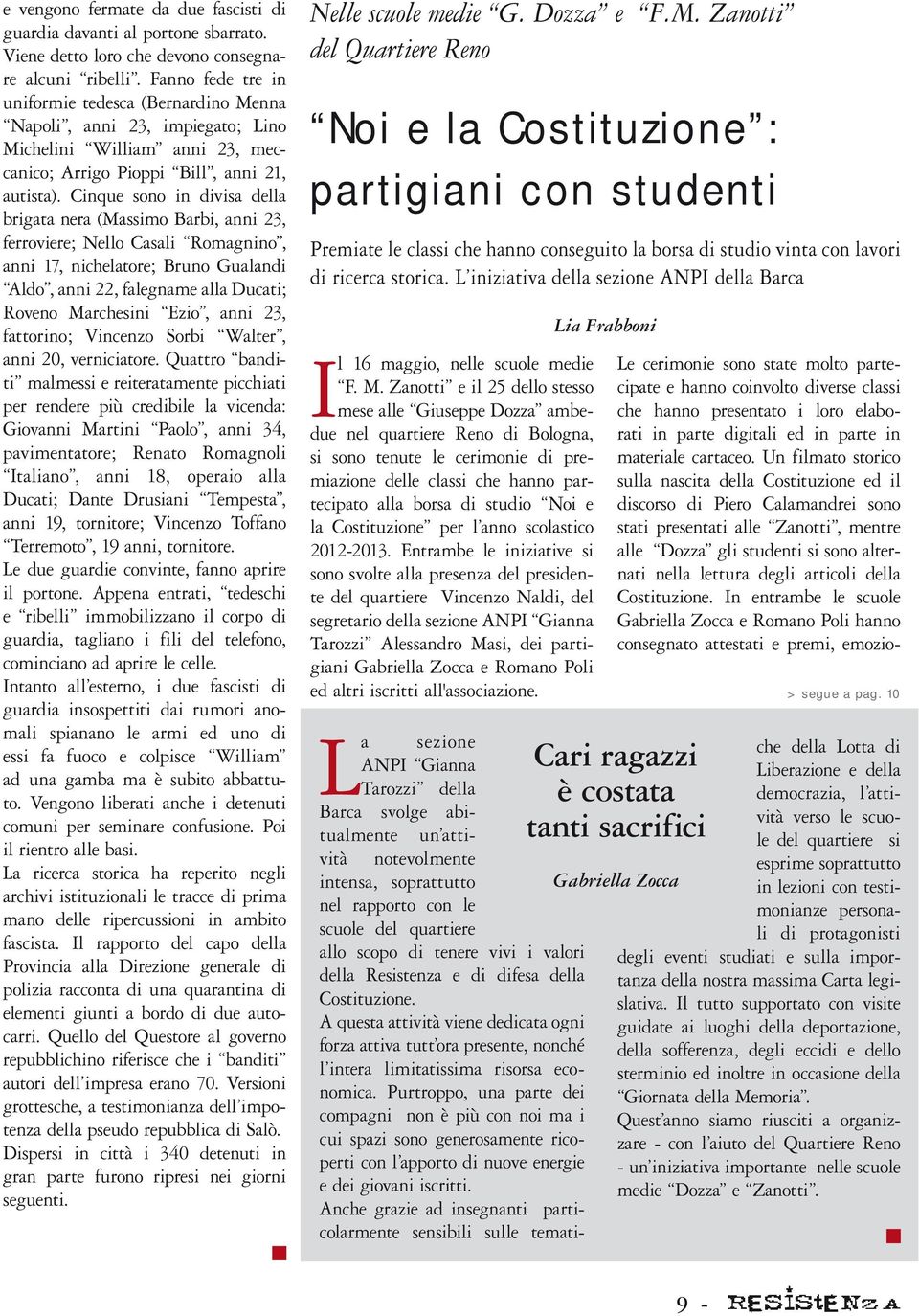 Cinque sono in divisa della brigata nera (Massimo Barbi, anni 23, ferroviere; Nello Casali Romagnino, anni 17, nichelatore; Bruno Gualandi Aldo, anni 22, falegname alla Ducati; Roveno Marchesini