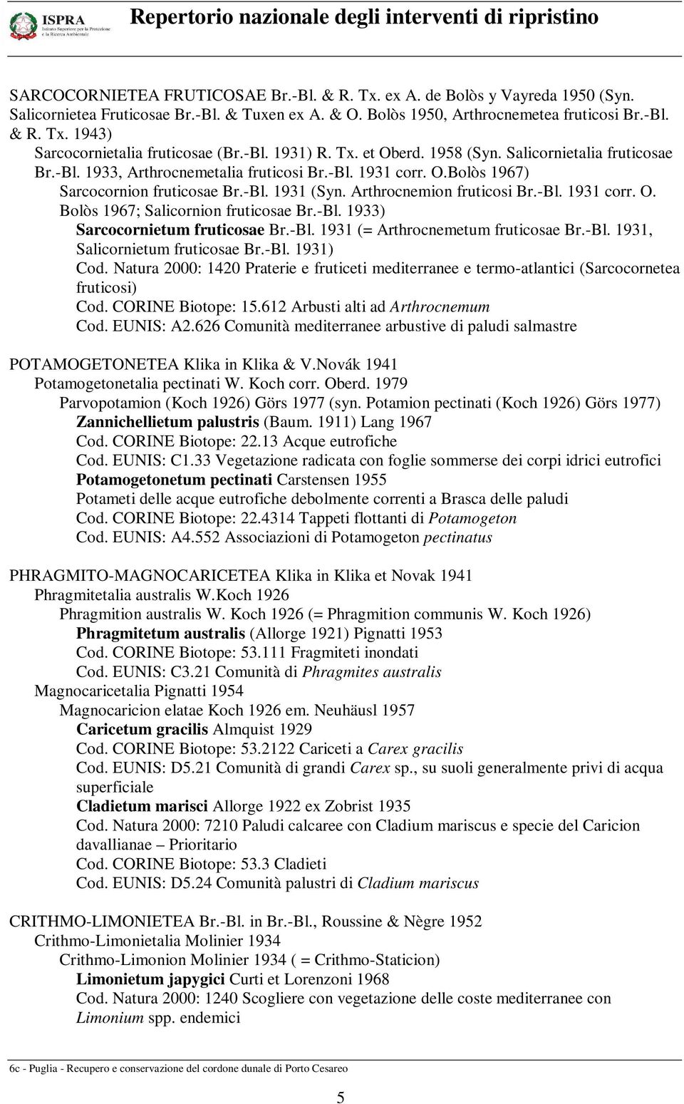 Arthrocnemion fruticosi Br.-Bl. 1931 corr. O. Bolòs 1967; Salicornion fruticosae Br.-Bl. 1933) Sarcocornietum fruticosae Br.-Bl. 1931 (= Arthrocnemetum fruticosae Br.-Bl. 1931, Salicornietum fruticosae Br.