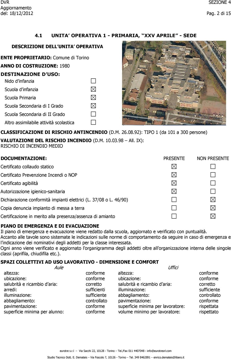 Scuola Primaria Scuola Secondaria di I Grado Scuola Secondaria di II Grado Altro assimilabile attività scolastica CLASSIFICAZIONE DI ANTINCENDIO (D.M. 26.08.