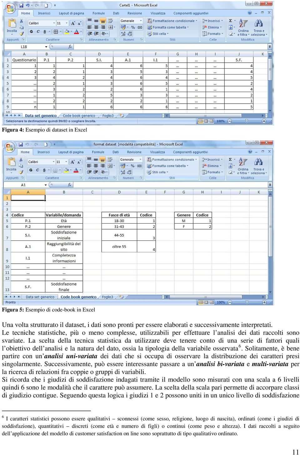 La scelta della tecnica statistica da utilizzare deve tenere conto di una serie di fattori quali l obiettivo dell analisi e la natura del dato, ossia la tipologia della variabile osservata 6.