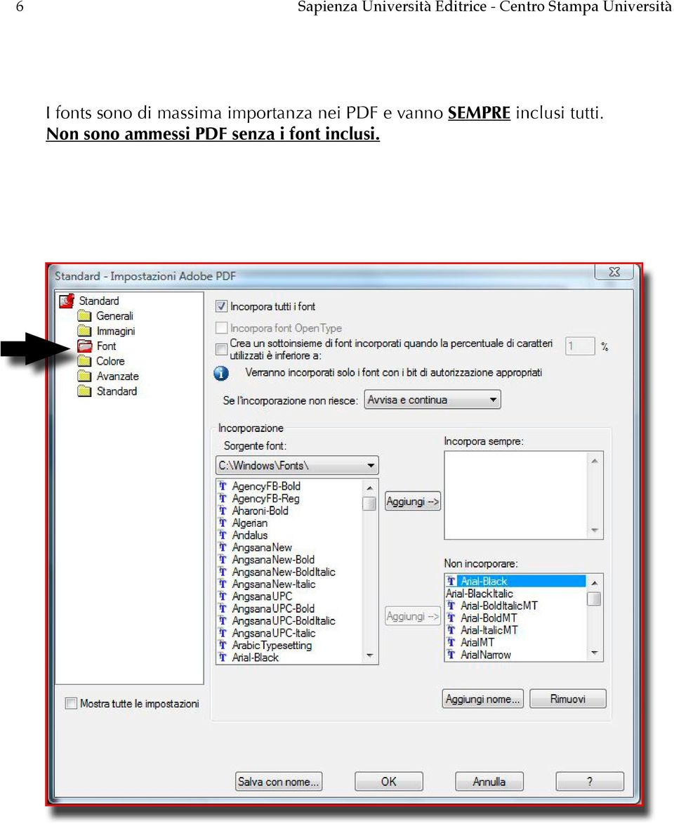 importanza nei PDF e vanno SEMPRE inclusi