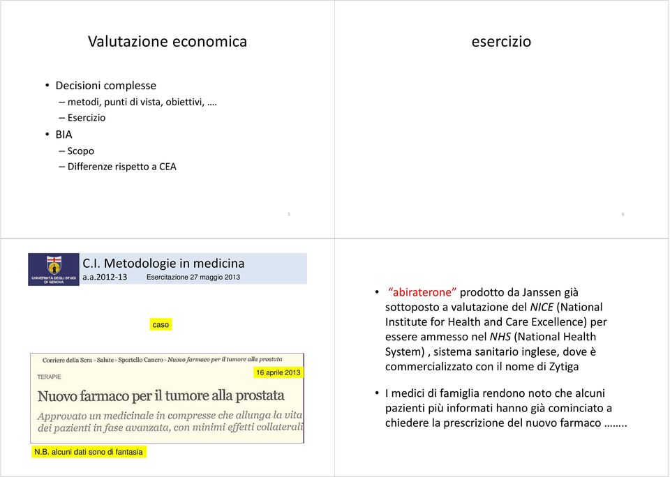 and Care Excellence) per essere ammesso nel NHS (National Health System), sistema sanitario inglese, dove è commercializzato con il nome di Zytiga I medici di