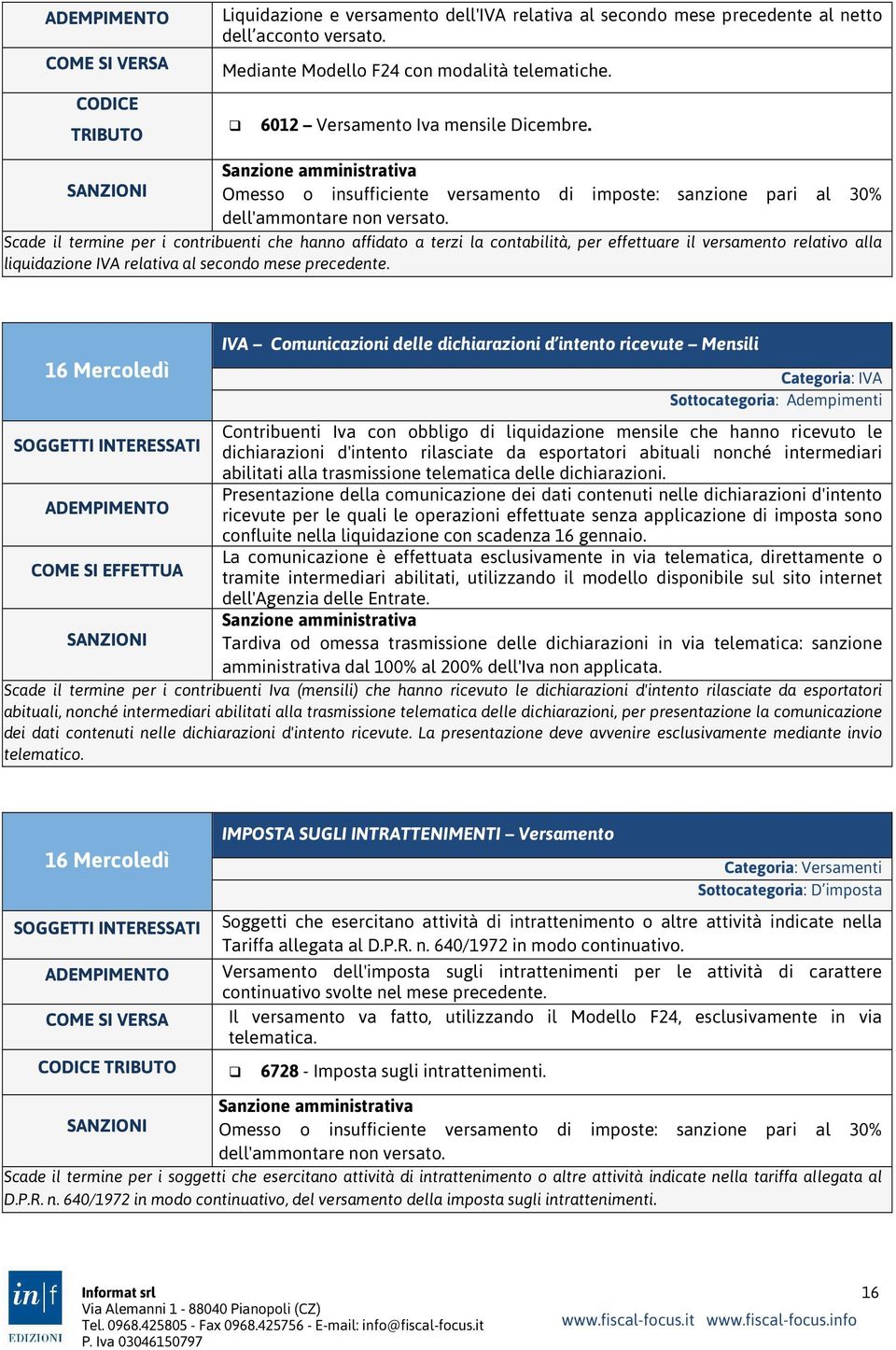 Scade il termine per i contribuenti che hanno affidato a terzi la contabilità, per effettuare il versamento relativo alla liquidazione IVA relativa al secondo mese precedente.