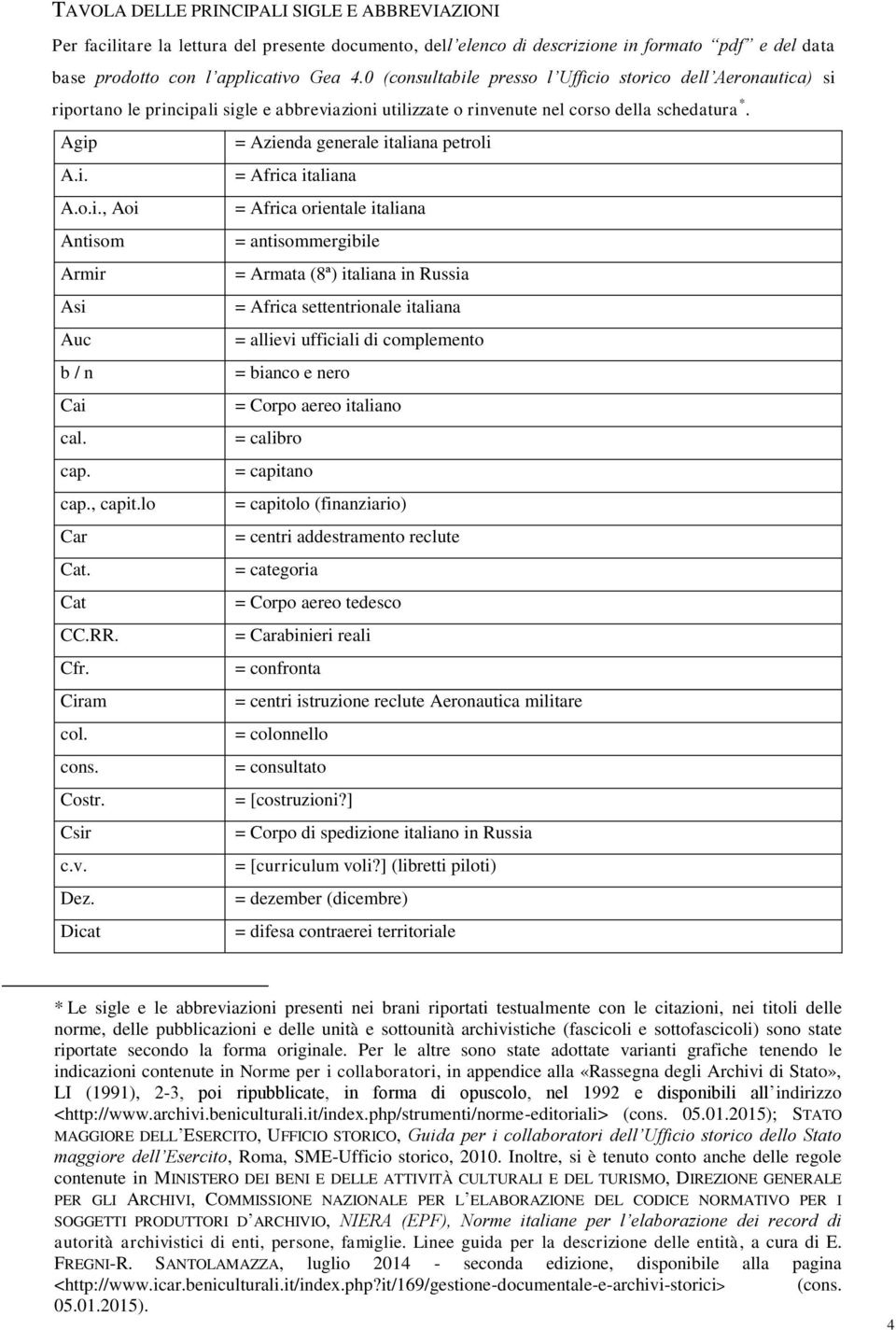 Agip = Azienda generale italiana petroli A.i. = Africa italiana A.o.i., Aoi = Africa orientale italiana Antisom = antisommergibile Armir = Armata (8ª) italiana in Russia Asi = Africa settentrionale