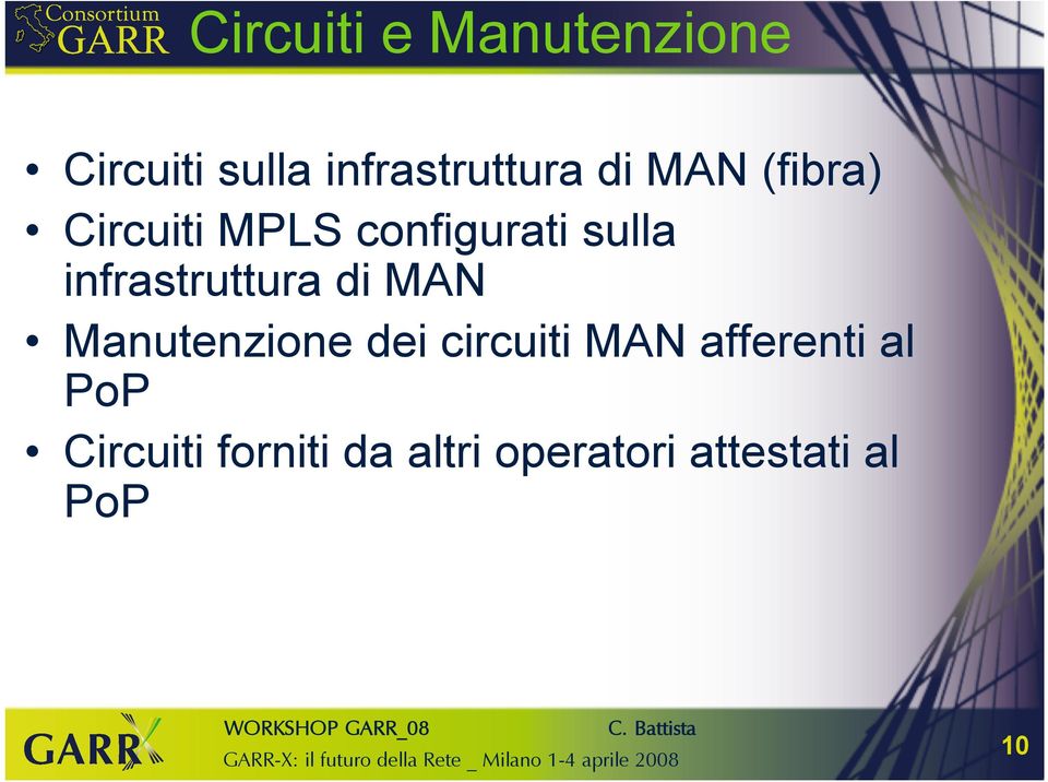 infrastruttura di MAN Manutenzione dei circuiti MAN