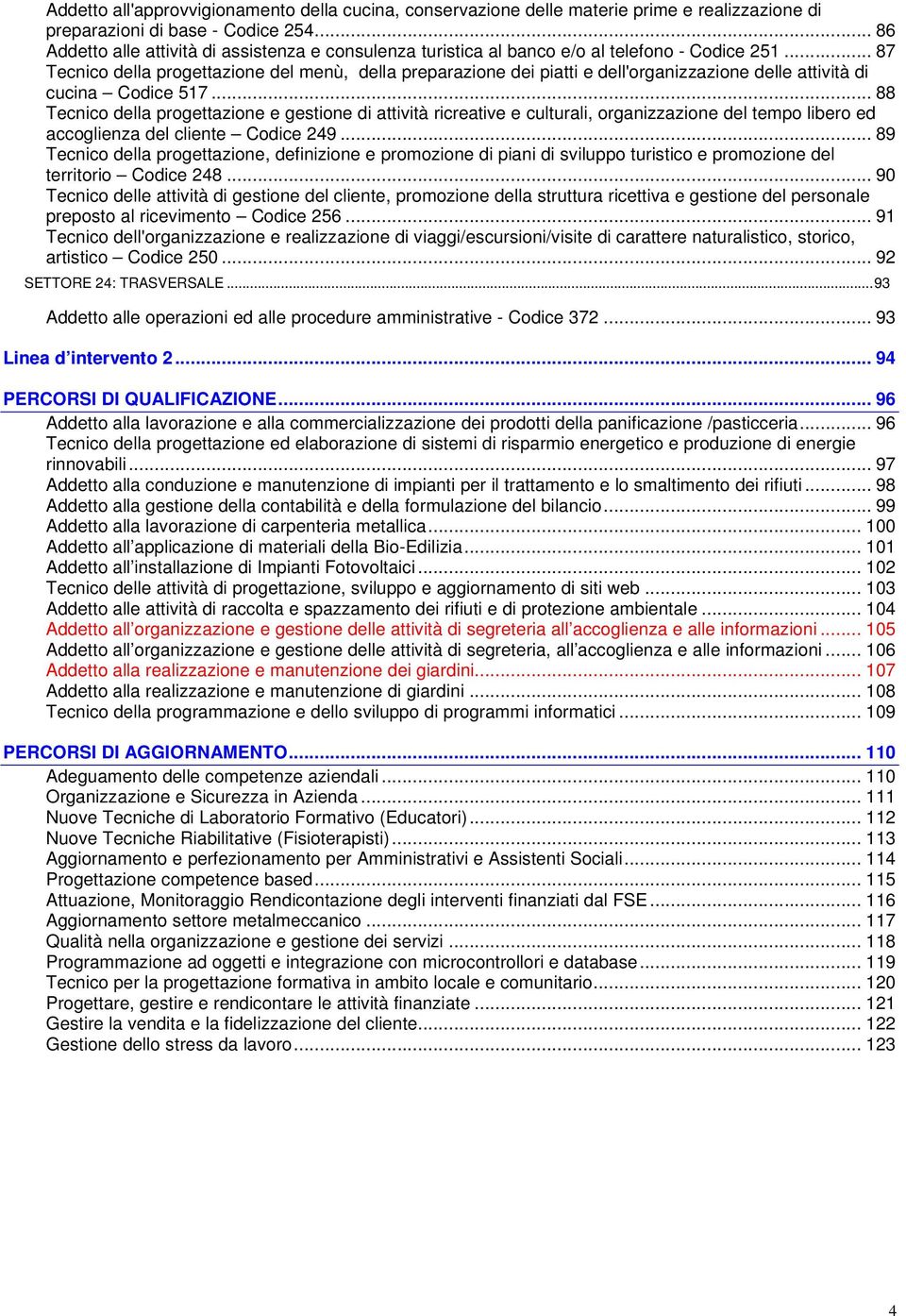 .. 87 Tecnico della progettazione del menù, della preparazione dei piatti e dell'organizzazione delle attività di cucina Codice 517.